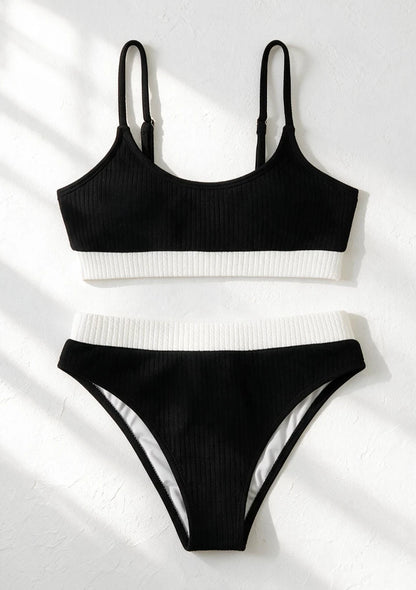 Dwuczęściowy strój kąpielowy bikini kontrastowy