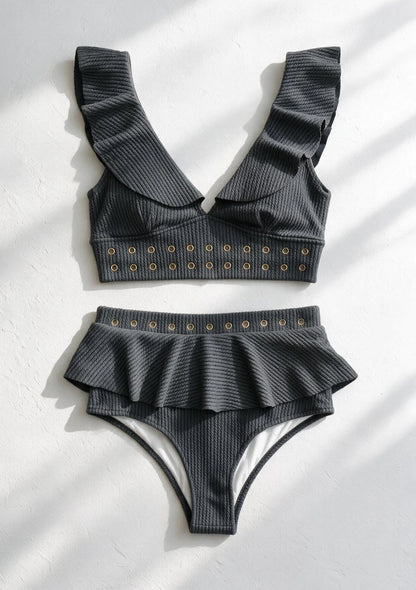 Strój kąpielowy dwuczęściowy bikini z falbankami