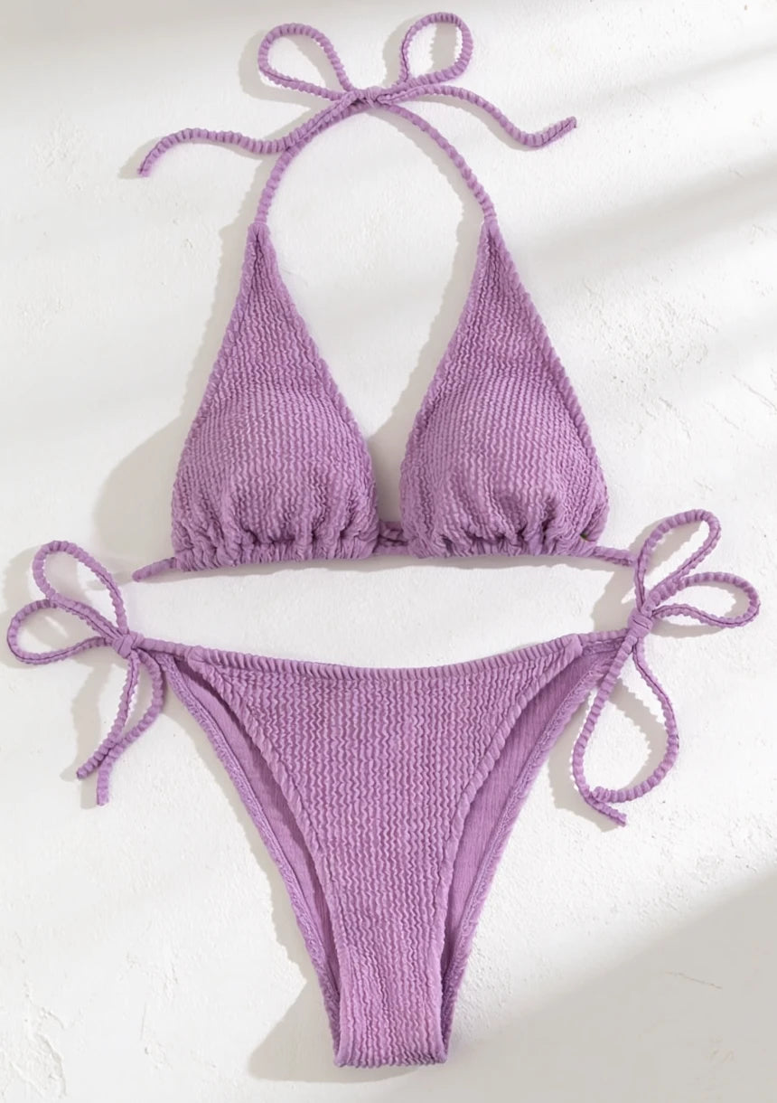 Dwuczęściowy strój kąpielowy bikini w prążki