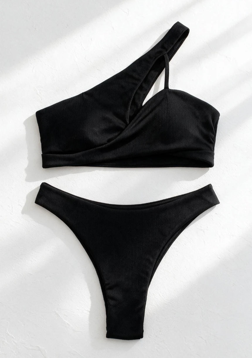 Dwuczęściowy strój kąpielowy bikini z przekładaną górą