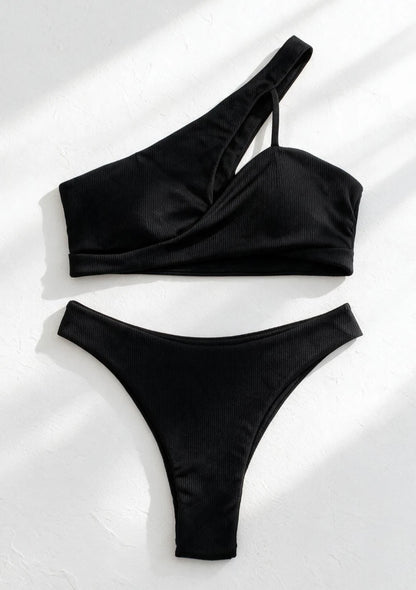Dwuczęściowy strój kąpielowy bikini z przekładaną górą