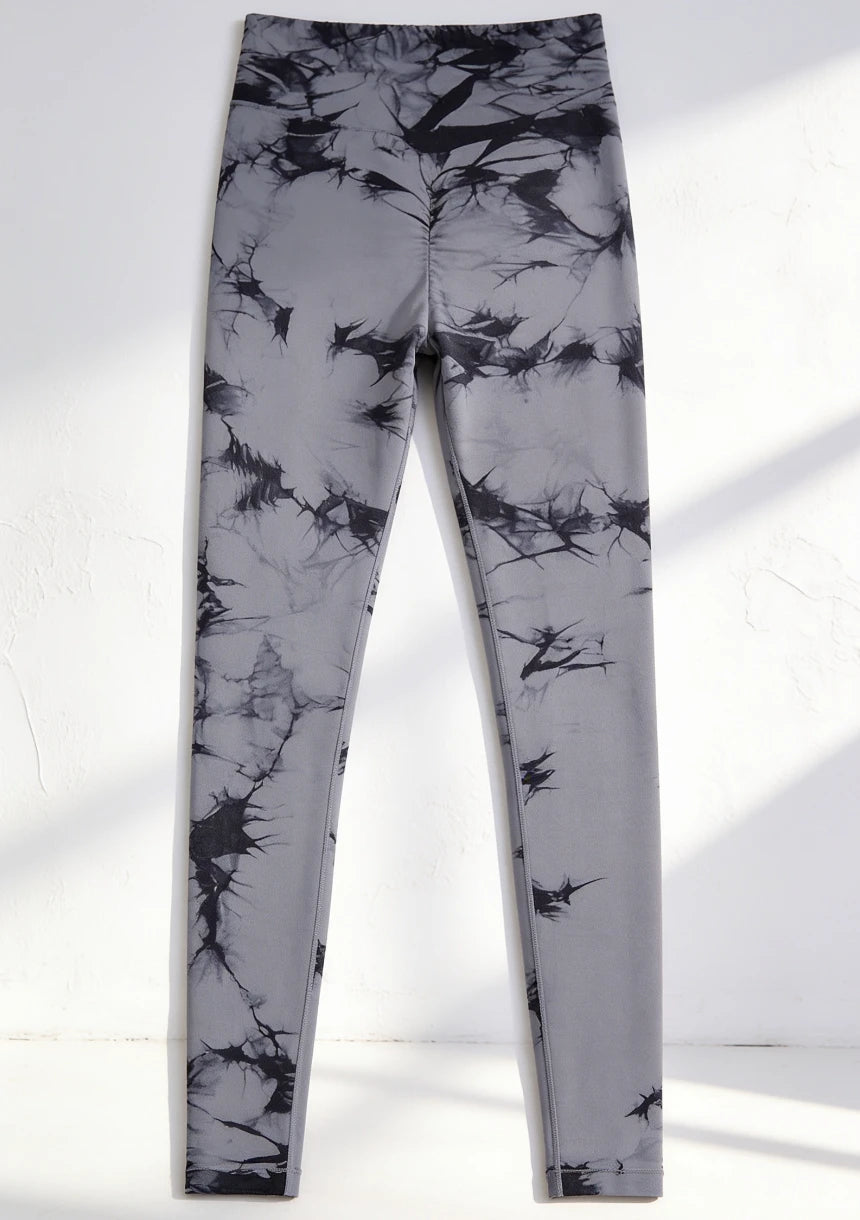Sportowe legginsy z wysokim stanem tie dye