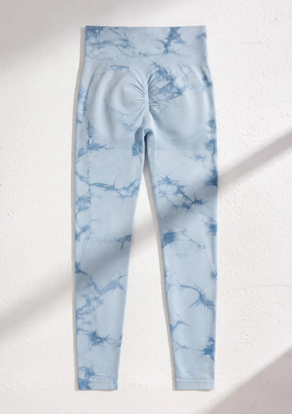 Sportowe legginsy z wysokim stanem tie dye