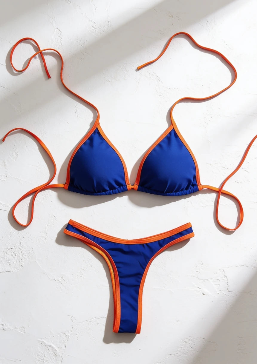 Dwuczęściowy strój kąpielowy mikro bikini w neonowych kolorach