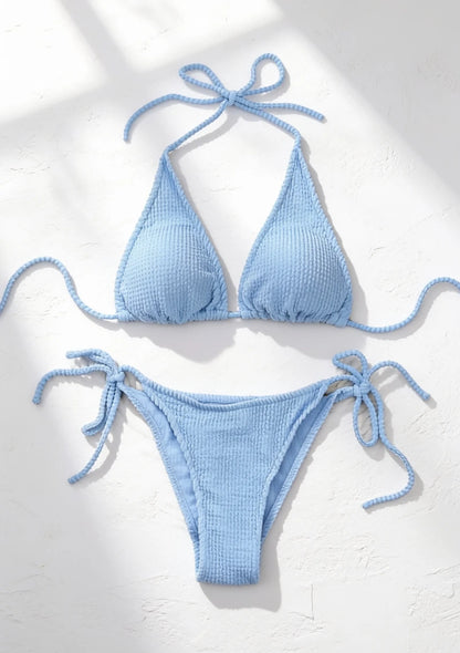 Dwuczęściowy strój kąpielowy bikini w prążki