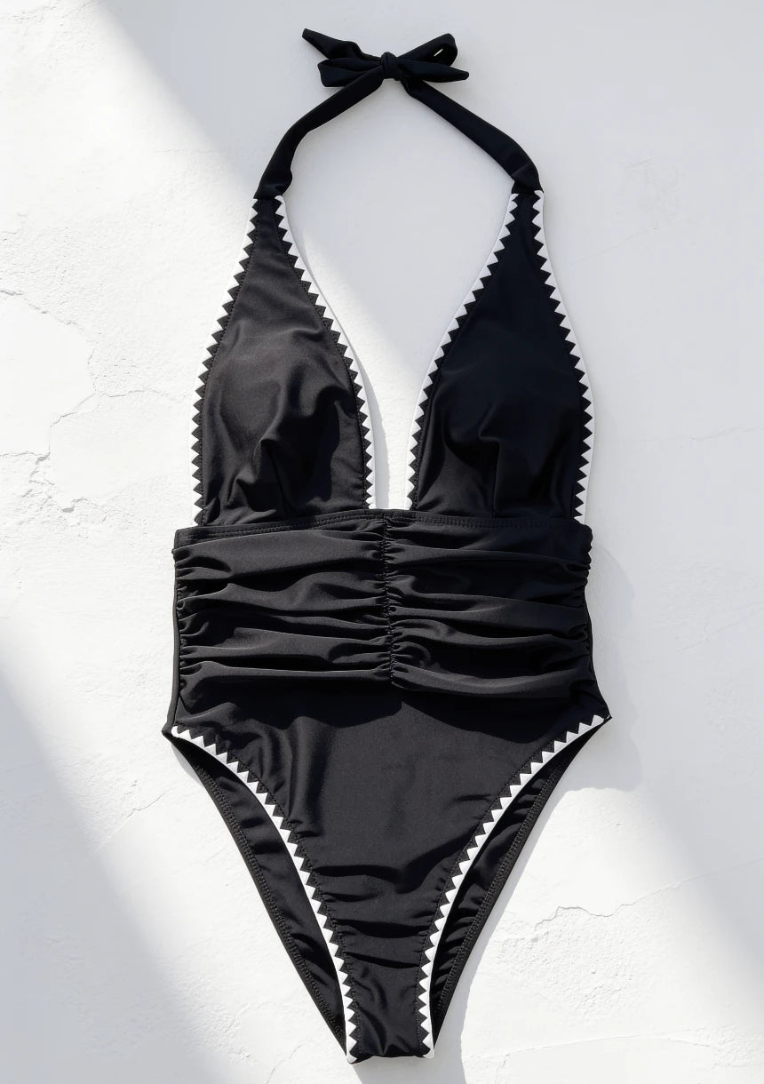 Stylowy monokini z głębokim dekoltem w kształcie litery V