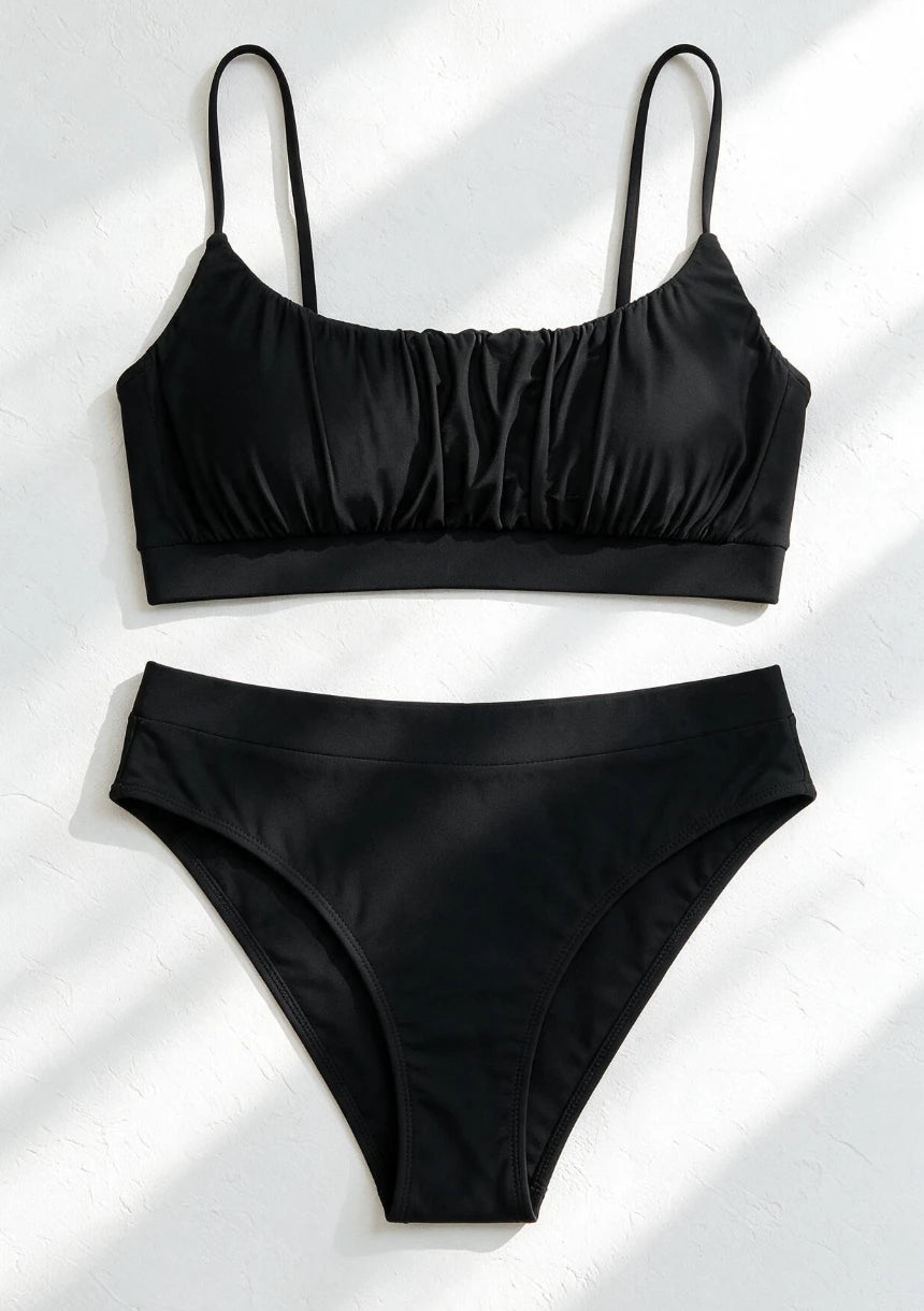 Dwuczęściowy strój kąpielowy bikini z marszczonym biustonoszem