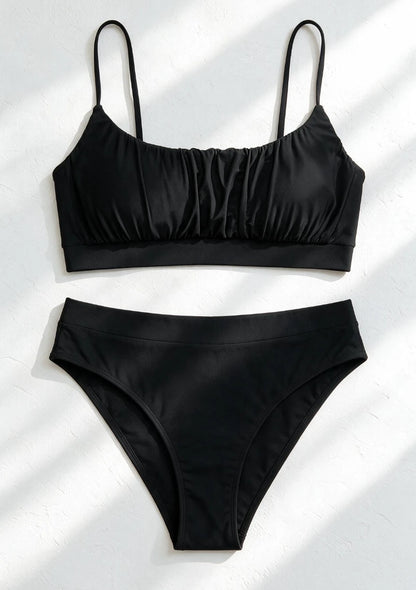 Dwuczęściowy strój kąpielowy bikini z marszczonym biustonoszem