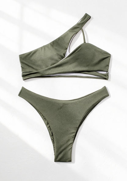 Dwuczęściowy strój kąpielowy bikini z przekładaną górą