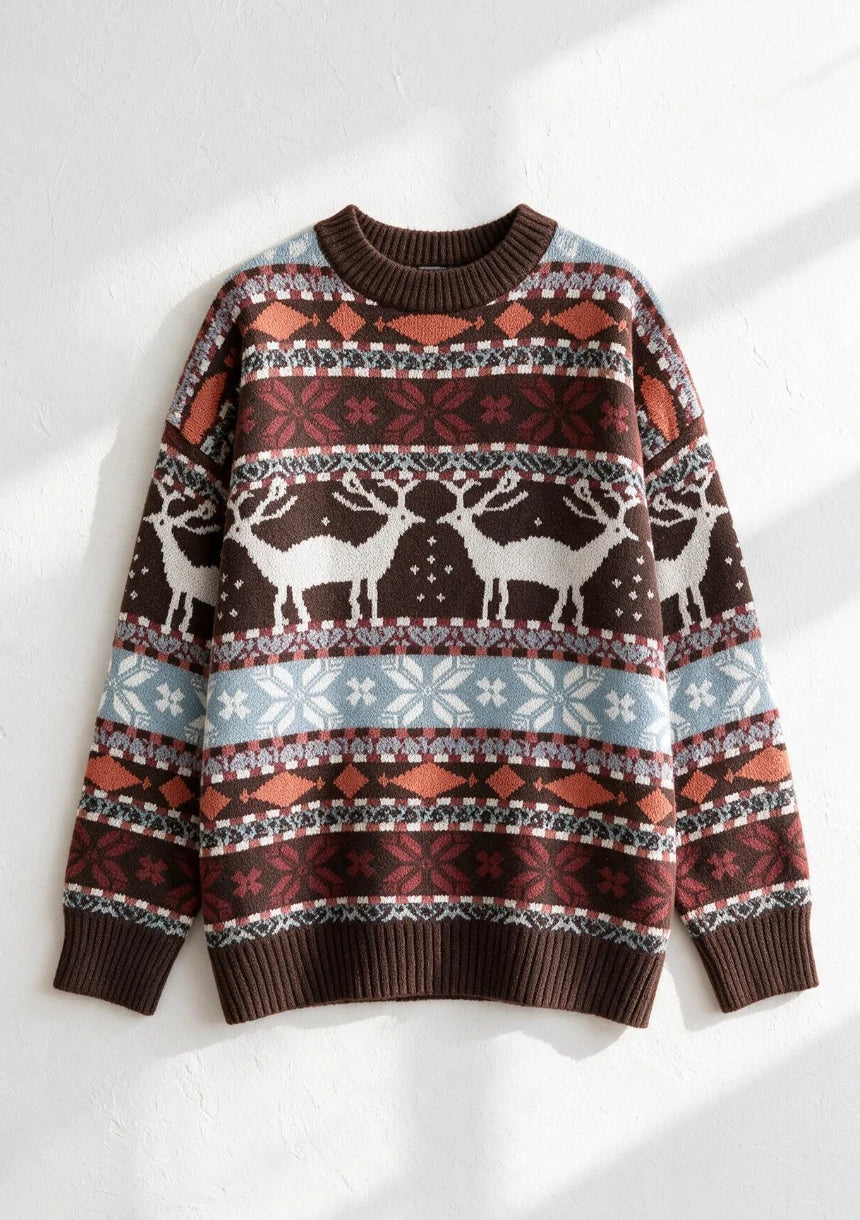 Mięsisty sweter z motywem zimowym