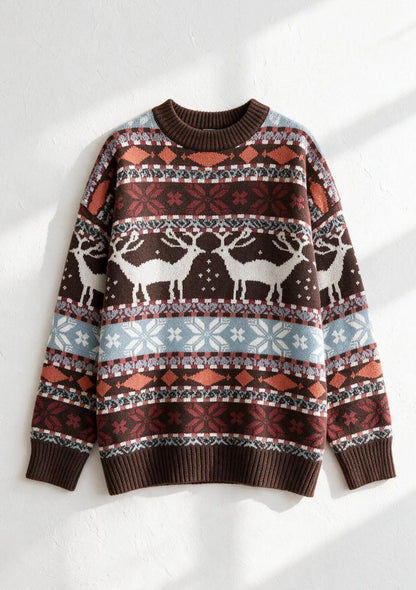 Mięsisty sweter z motywem zimowym