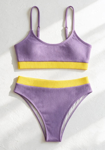 Dwuczęściowy strój kąpielowy bikini kontrastowy