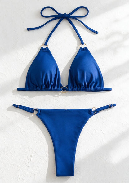 Dwuczęściowy strój kąpielowy bikini z ozdobnymi kółkami