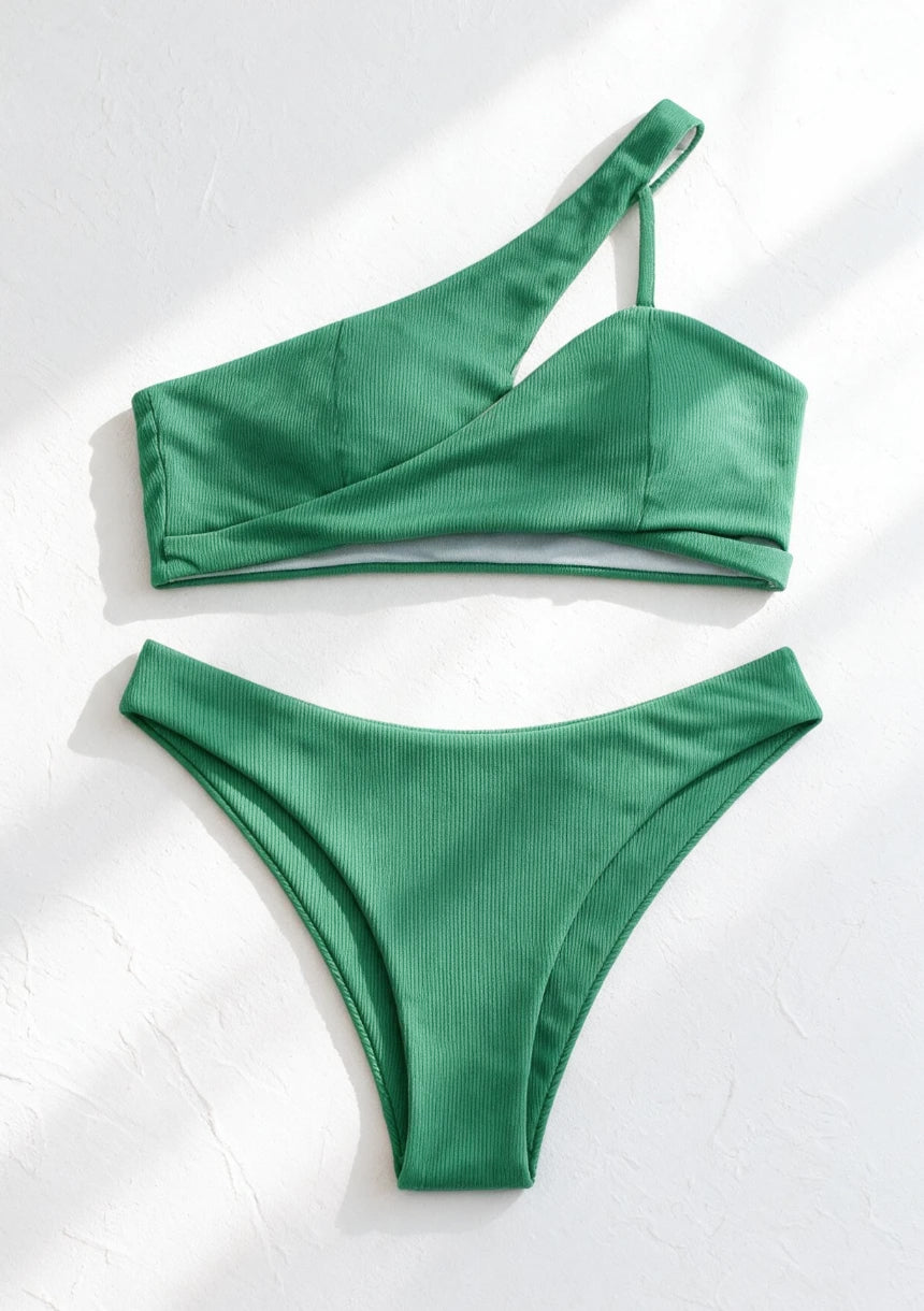 Dwuczęściowy strój kąpielowy bikini z przekładaną górą