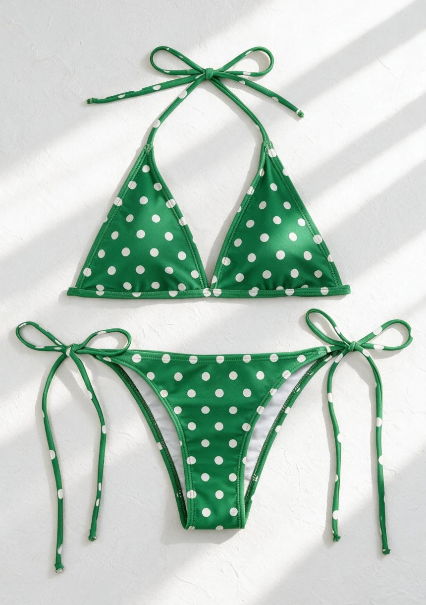 Dwuczęściowy strój kąpielowy bikini w kropki