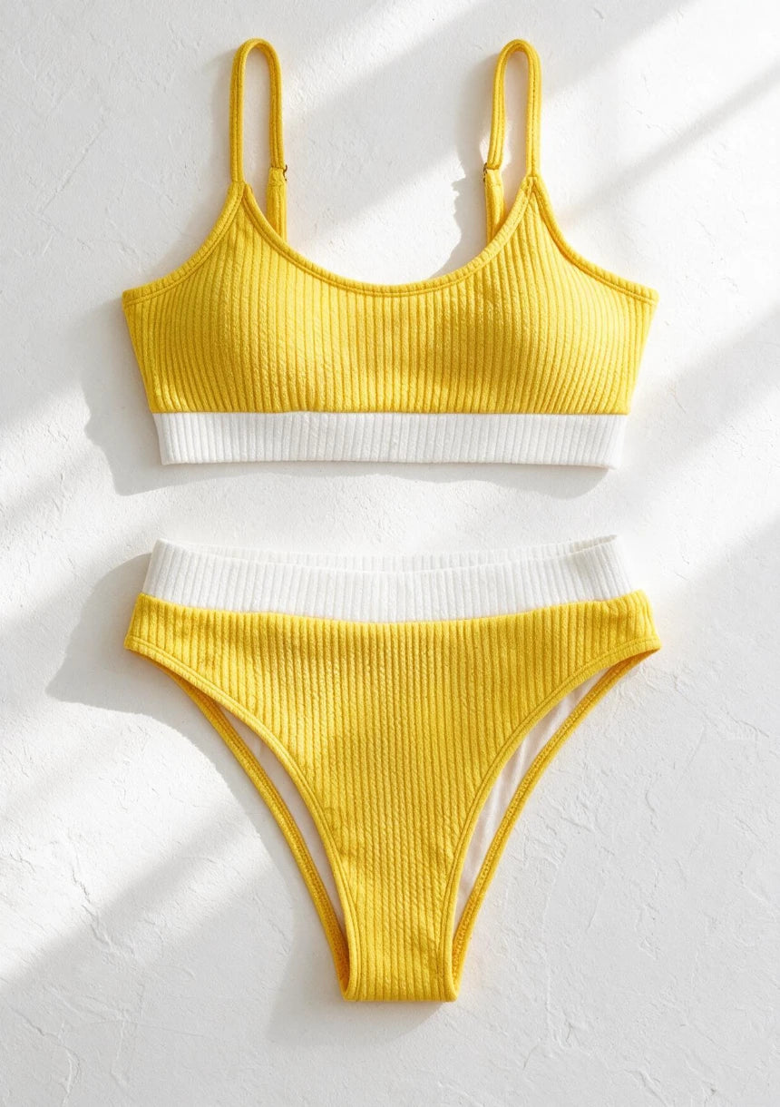 Dwuczęściowy strój kąpielowy bikini kontrastowy