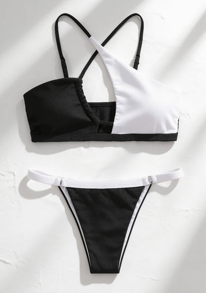 Dwuczęściowy strój kąpielowy bikini kontrastowy