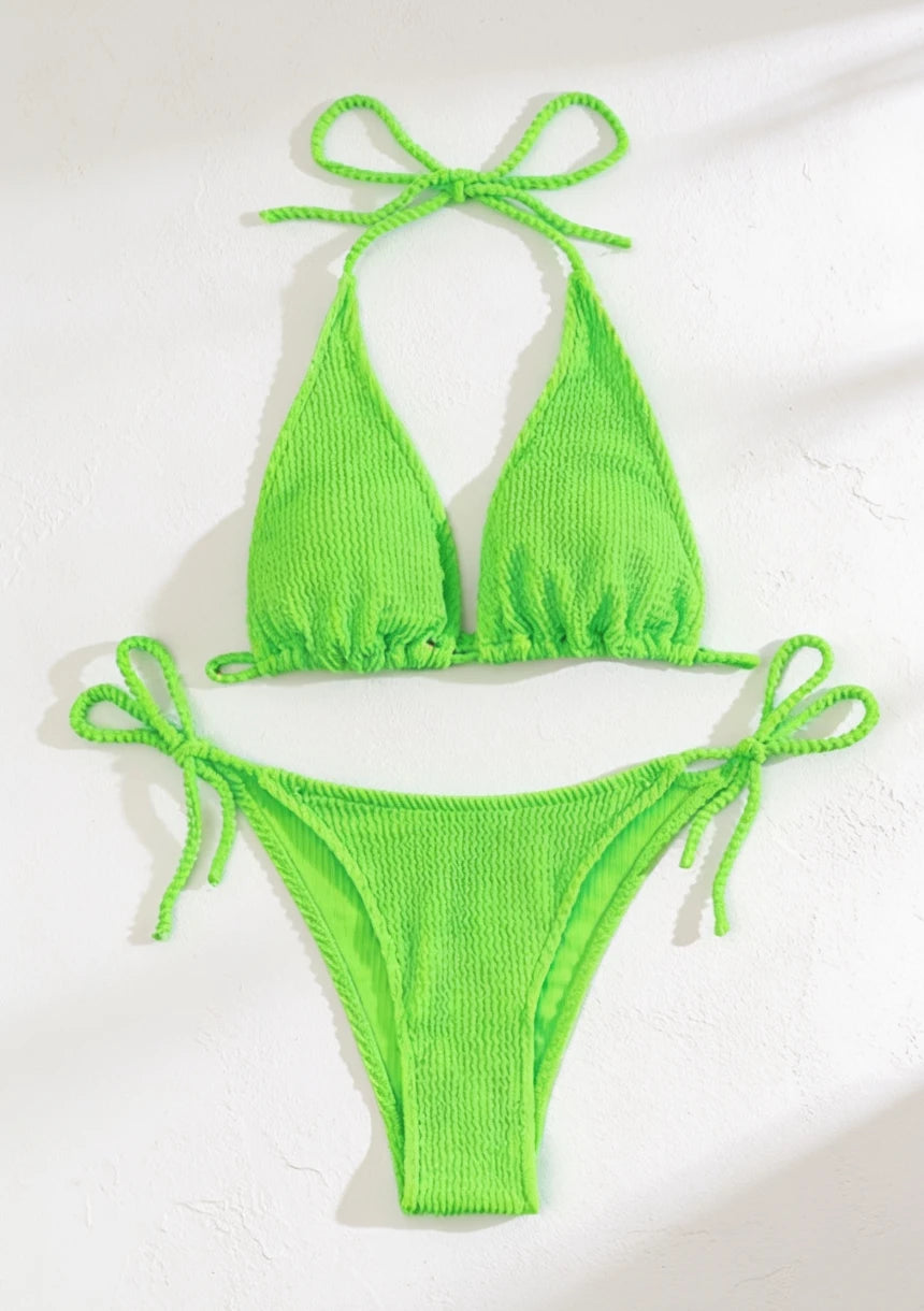 Dwuczęściowy strój kąpielowy bikini w prążki