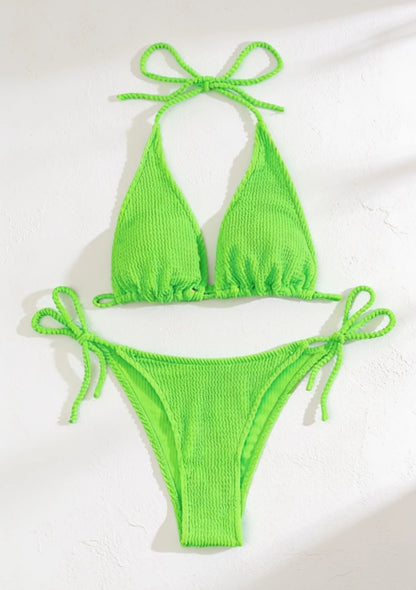 Dwuczęściowy strój kąpielowy bikini w prążki