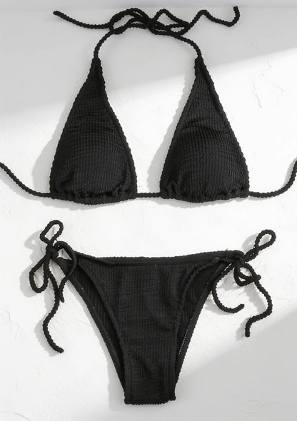 Dwuczęściowy strój kąpielowy bikini w prążki