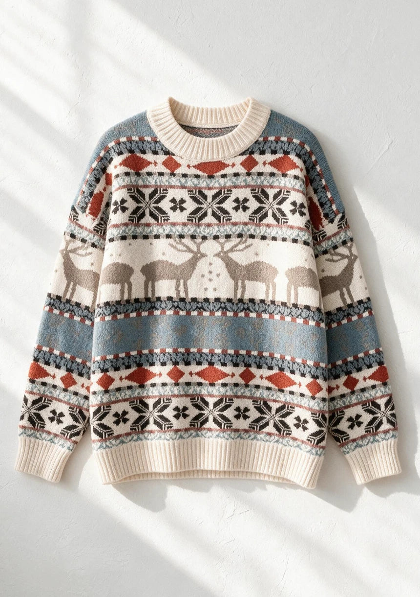 Mięsisty sweter z motywem zimowym