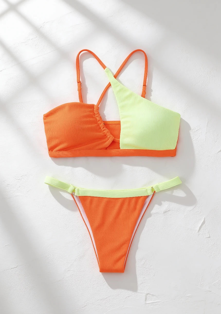 Dwuczęściowy strój kąpielowy bikini kontrastowy