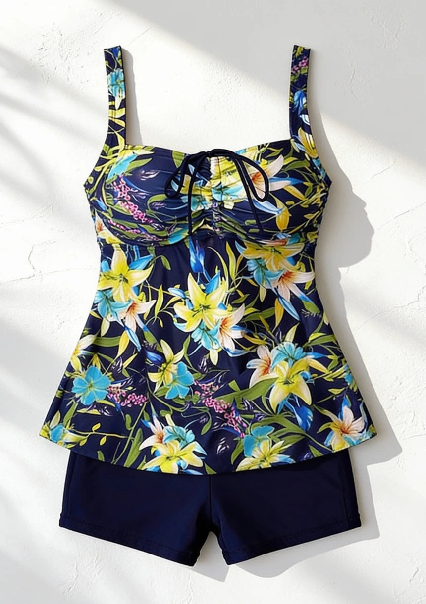 Dwuczęściowy strój kąpielowy tankini w kwiaty