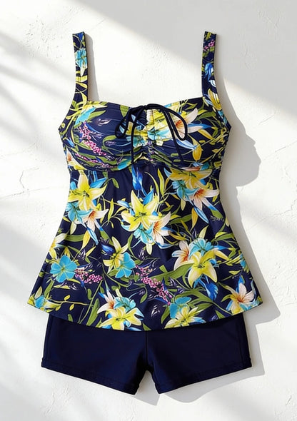 Dwuczęściowy strój kąpielowy tankini w kwiaty