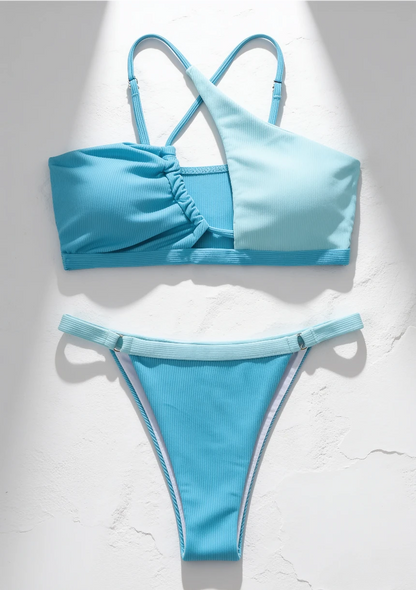 Dwuczęściowy strój kąpielowy bikini kontrastowy