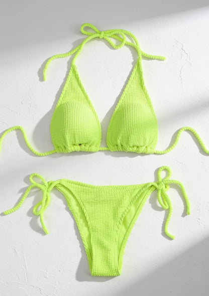 Dwuczęściowy strój kąpielowy bikini w prążki