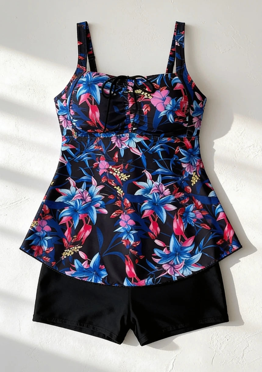 Dwuczęściowy strój kąpielowy tankini w kwiaty