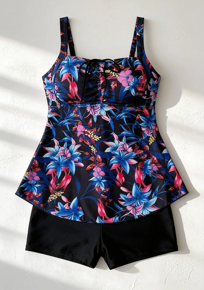 Dwuczęściowy strój kąpielowy tankini w kwiaty