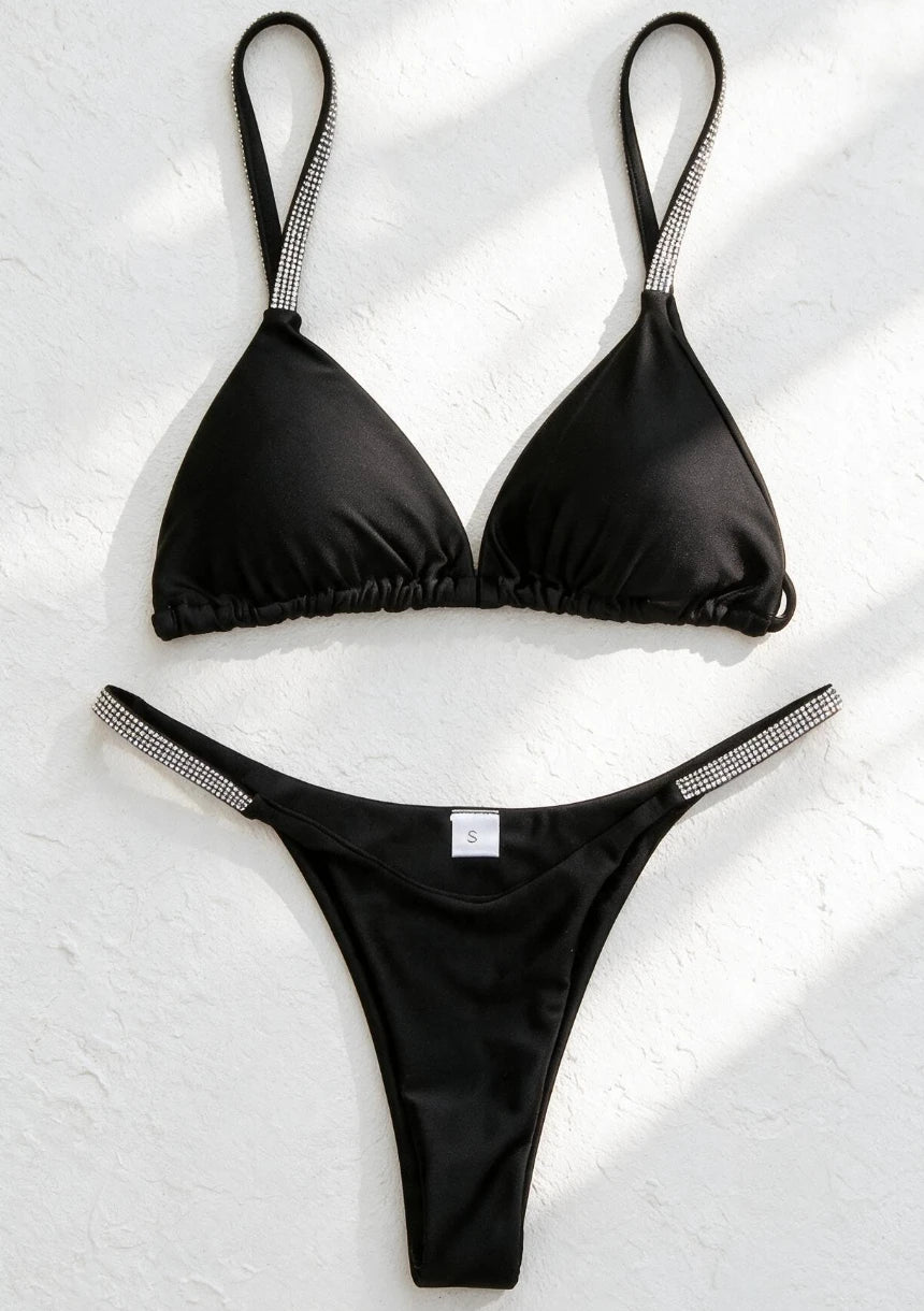 Dwuczęściowy strój kąpielowy bikini z cyrkoniami