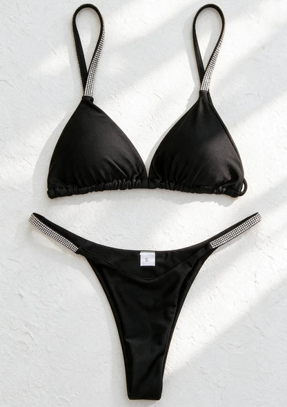 Dwuczęściowy strój kąpielowy bikini z cyrkoniami
