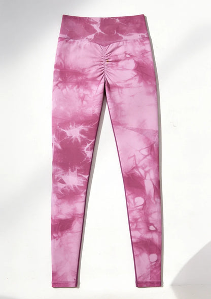 Sportowe legginsy z wysokim stanem tie dye