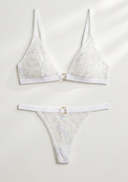Delikatny biustonosz bralette z haftem