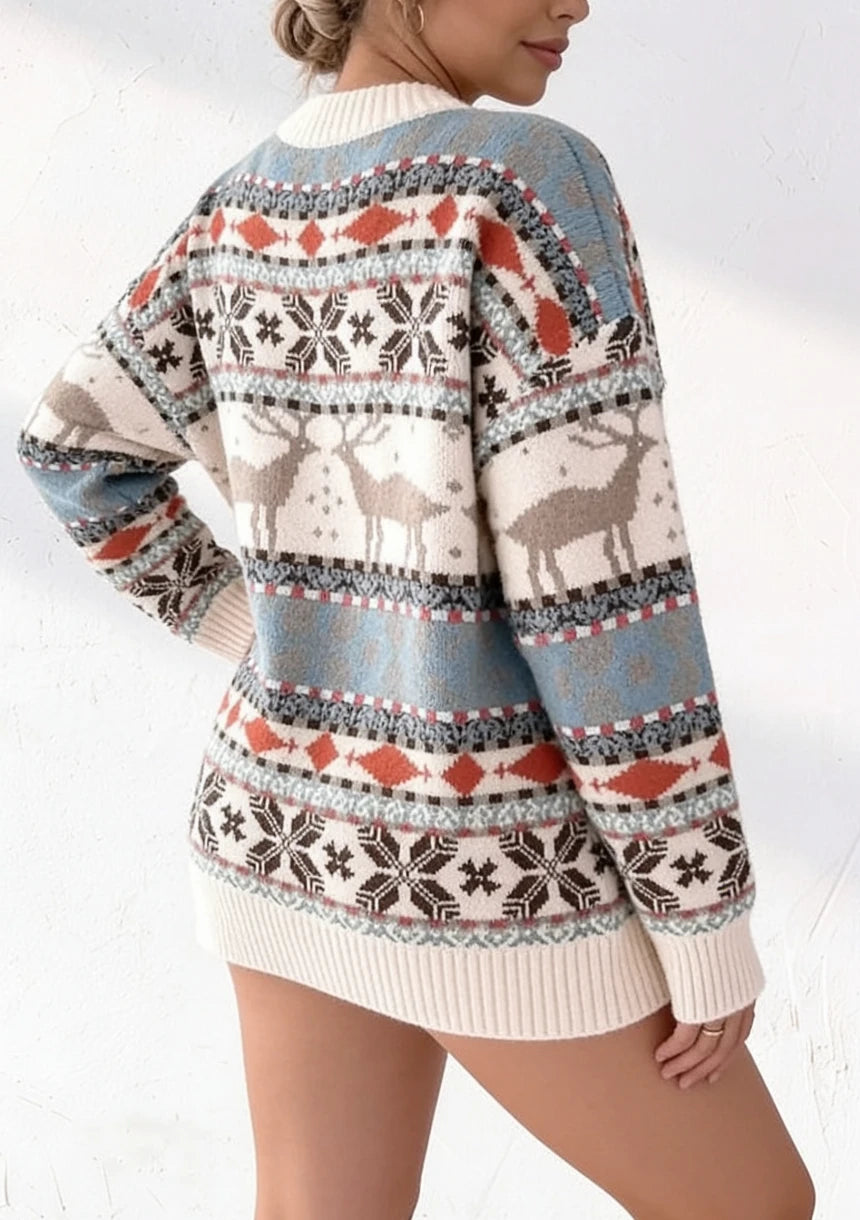 Mięsisty sweter z motywem zimowym