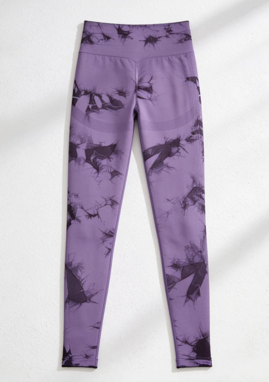 Sportowe legginsy z wysokim stanem tie dye