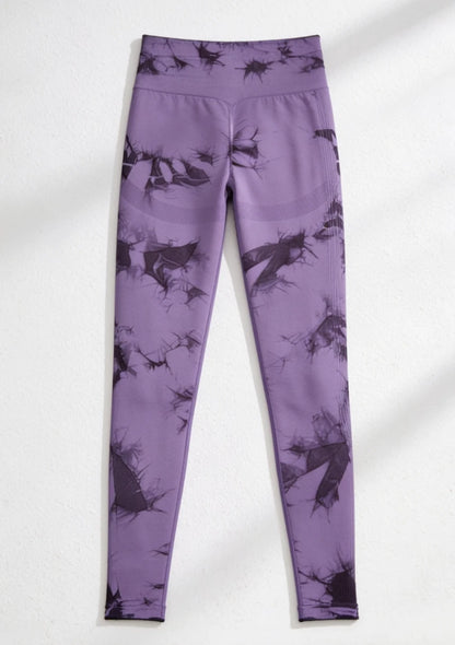 Sportowe legginsy z wysokim stanem tie dye