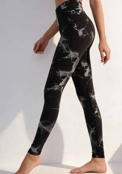 Sportowe legginsy z wysokim stanem tie dye