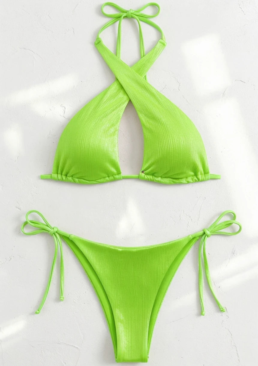 Dwuczęściowy strój kąpielowy bikini z wiązaniem na szyi