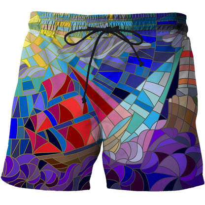 Męskie szorty kąpielowe w abstrakcyjne wzory Frederick - Niebieski / XXS