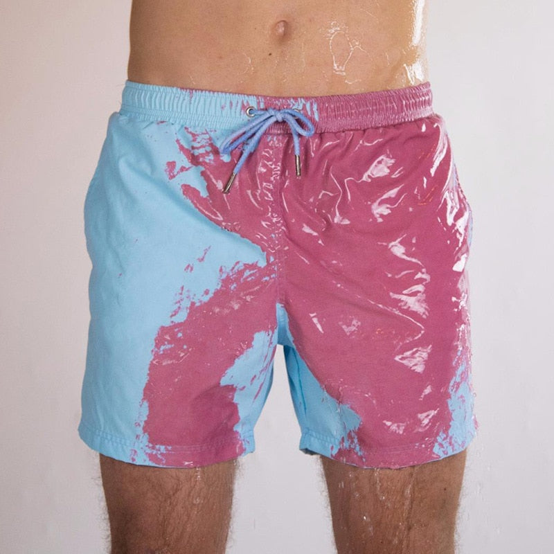Męskie szorty kąpielowe zmieniające kolor Anthony - Niebiesko-różowy / S