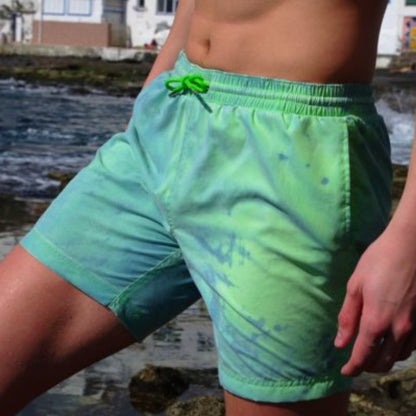 Męskie szorty kąpielowe zmieniające kolor Anthony - Zielono-niebieski / S