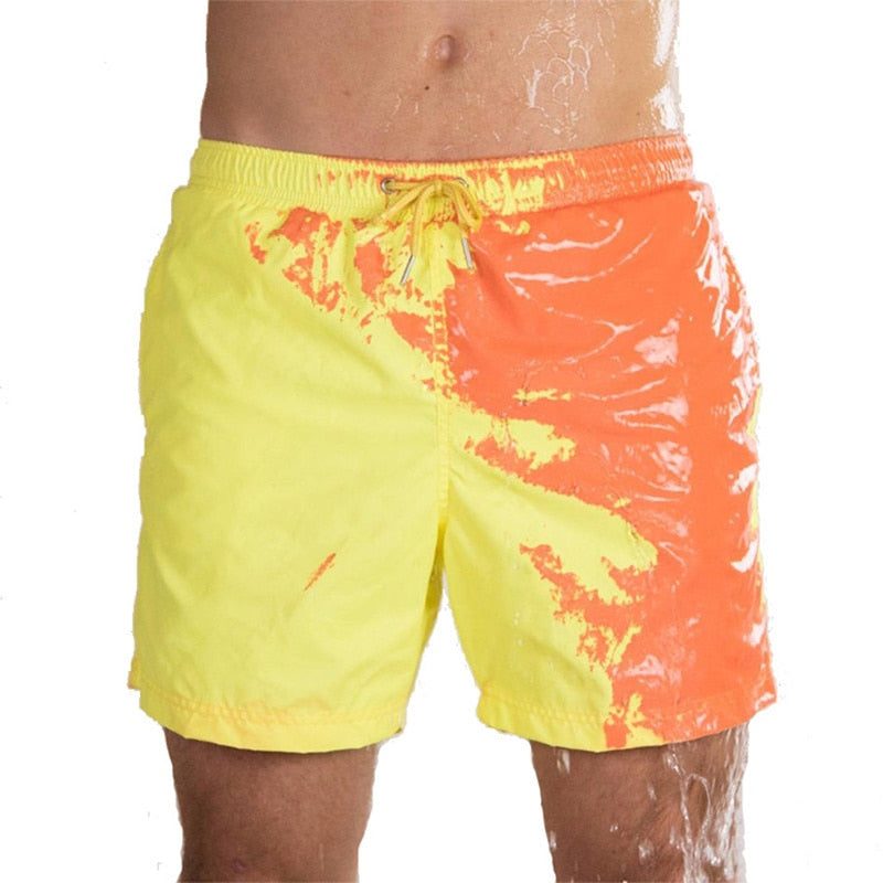 Męskie szorty kąpielowe zmieniające kolor Anthony - Żółto-pomarańczowy / S
