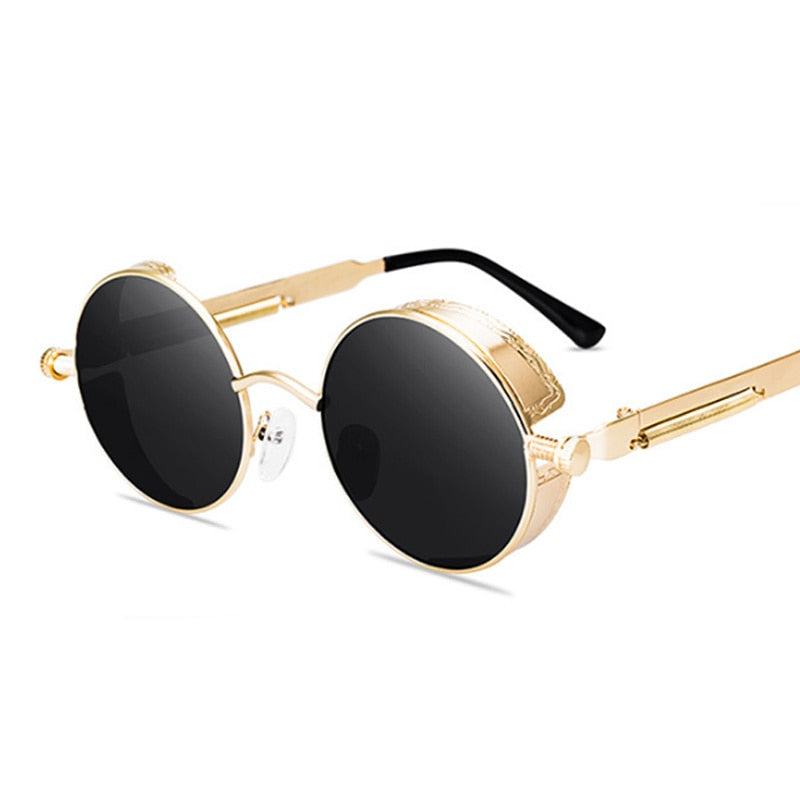 Okrągłe okulary przeciwsłoneczne w stylu steampunk Olive - Czarny / Uniwersalny