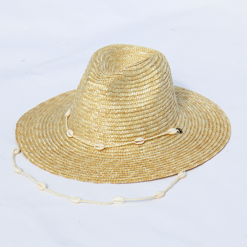 Pleciony kapelusz z muszelkami Kiley - Beżowy / Uniwersalny