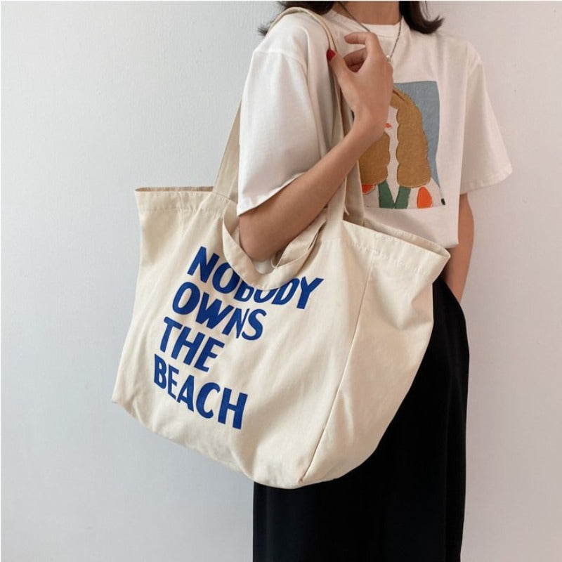 Płócienna torba plażowa z napisem Cathy - Beżowy / Uniwersalny