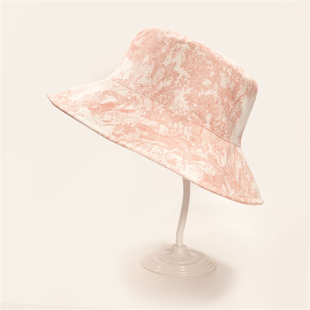 Różowy Bucket hat vintage z roślinnym wzorem