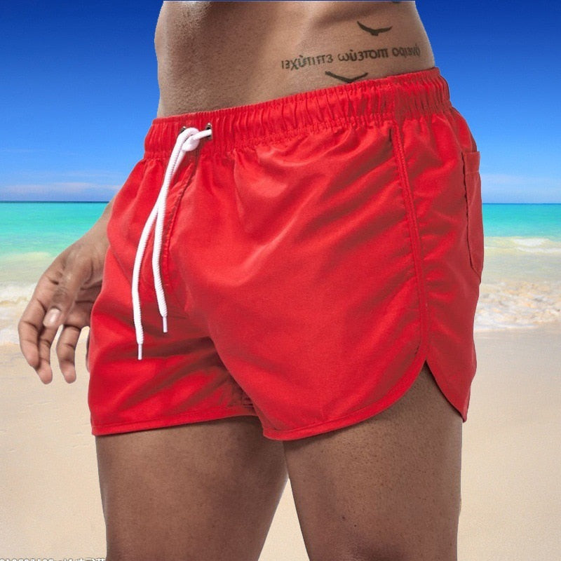 Wiązane męskie szorty kąpielowe z białym sznurkiem Connor - Czerwony / S